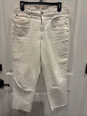 Eddie Bauer White Cropped Straight-Leg Jeans